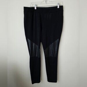 MICHAEL KORS | Pull On Pants Jersey Knit Faux Leather Knees Black Sz L